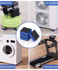 Air compressor, air-conditioning unit, washing machine, and treadmill on vibration-reducing pads for stability and noise reduction.