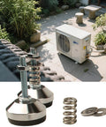 Heavy duty vibration isolator mounts with adjustable M8 leveling feet provide stable, noise reducing support for air conditioners