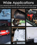 Wide applications of Four-pack 25x25mm M6 rubber vibration isolator mounts in machinery and equipment setup.
