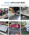Collage of Beefed Up Heavy Duty M8 Rubber Isolator Mounts For Anti Vibration Dampening in various applications and machinery