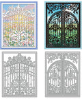 Openable Gates Cutting Dies for Card Making and Scrapbooking Victorian Style Doorframe Embossing Die Set displayed with intricate designs