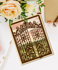 Openable Gates Cutting Dies for Card Making and Scrapbooking Victorian Style Doorframe Embossing Die Set showing floral gate design.