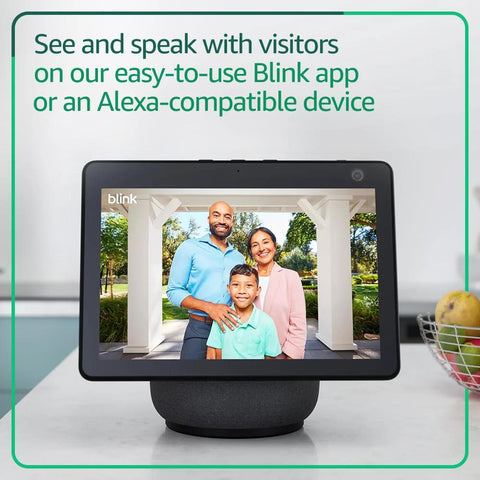 Video Doorbell Newest Model With Full HD Head To Toe View And Up To Two Years Battery Life on display showing family video call
