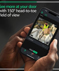 Smartphone displaying Video Doorbell Latest Model With Head To Toe HD View With Night Vision Two Year Battery Life Easy Setup