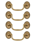 Vintage Bail Pull Handles Set Of 4 Antique Bronze Alloy Drop Pulls For Cabinets And Dressers With 3.5 Inch Center To Center Holes, front view