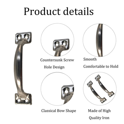 12 Pack 4 Inch Vintage Bow Cabinet Pulls In Silver For Barn Doors, close-up showing design details and smooth curved grip.