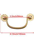 4 Piece Vintage Brass Bail Drawer Pull Set 4.13 Inch Drop Handles in antique style with 84mm hole spacing, rust resistant and durable.
