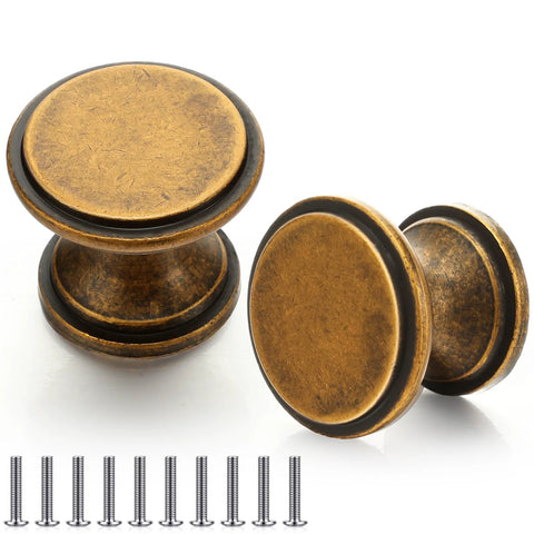 vintage knobs for dresser 10 Pack Antique Brass Cabinet 1 Inch Round Knobs Kitchen Cabinets Drawers And Furniture Brushed Brass Finish Single Hole they are suitable for various cabinets Antique Brass Floral Cabinet Knob