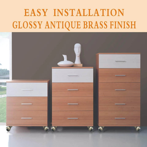 Dressers with 2 Inch Vintage Caster Wheels 4 Pack Antique Brass Swivel Ball Casters for easy installation