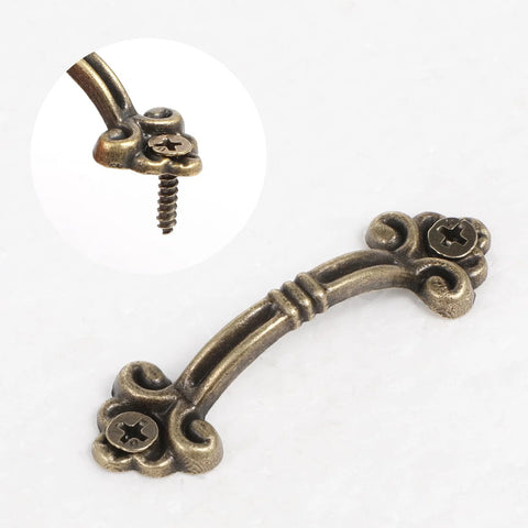 Vintage Mini Drawer Pulls 20 Pack Bronze Knobs Hardware for Jewelry Boxes Cabinets Dressers Chests 1.8 Inch Zinc Alloy