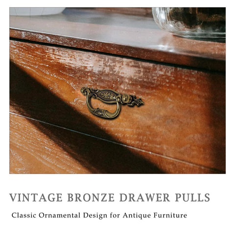 Vintage Bronze Drawer Pulls Six Pack With 3 Inch Center Antique Cabinet Handles For Dresser Closet And Cupboard Furniture Restoration