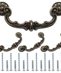 Vintage Drop Bail Drawer Pulls 6 Inch Center To Center 150mm Bronze Zinc Alloy Cabinet Handles 4 Pack with screws visible