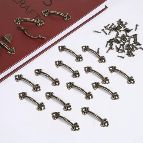 Vintage Mini Drawer Pulls 20 Pack Bronze Knobs Hardware For Jewelry Boxes Cabinets Dressers Chests 1.8 Inch Zinc Alloy