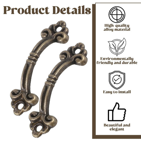 Two vintage mini drawer pulls in antique bronze finish from 20 Pack Vintage Mini Drawer Pulls In Antique Bronze Finish For Jewelry Boxes And Small Cabinets With Mounting Screws 3.9 X 1.4 Cm Each Durable Zinc Alloy Handles Ideal For DIY Furniture Projects