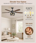 52 Inch Vintage Cage Ceiling Fan With Light And Remote, 5 Blades, Flush Mount Whisper Quiet Farmhouse Ceiling Fan For Living Room