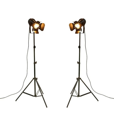 Vintage Industrial Floor Lamp Tripod With Adjustable Gooseneck In Black Finish, Height 68-180 Cm, 5 M Cord With Foot Switch
