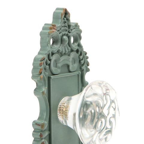 2 Pack Vintage Cabinet Knob Set With Distressed Pewter Finish And Clear Resin Knob, Retro Drawer Pulls for Matte Green Hardware