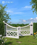 Stainless Steel Gate Hardware Kit With Self Closing Hinges And Latch For Vinyl And Wood Fences in garden setting