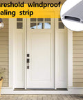 Front door with cuttable threshold seal strip for door weather stripping, includes close-up of 39 inch vinyl replacement insert.