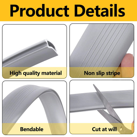 Product details showing 2 Pcs 39 Inch Vinyl Replacement Insert with cuttable threshold seal, flexible material, and non-slip stripe.