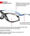 Virtua CCS Clear And Virtua Sport CCS Gray Safety Glasses Set With Foam Gasket, side view showcasing wraparound design and clear lenses