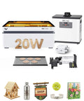 Vision 20W Laser Engraver Machine With AirGurad Pro Fume Extractor and accessories for engraving on various materials