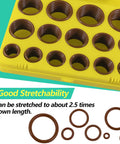 Viton O Ring Kit With 382 Pieces In 30 SAE Sizes FKM Oil And Heat Resistant O Rings displayed in a yellow case
