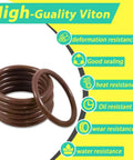 Viton O Ring Kit With 382 Pieces In 30 SAE Sizes FKM Oil And Heat Resistant O Rings showing sealing and resistance features.