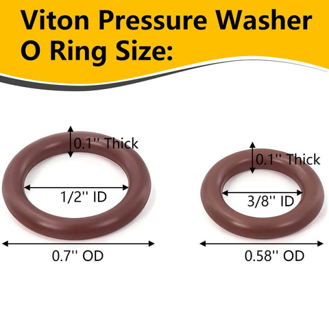 Pressure Washer O Ring Kit 30 Pack Viton FKM Seals For Quick Couplers one quarter inch and three eighths inch dimensions