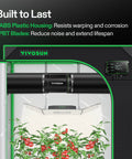 4 Inch Inline Exhaust Fan With Speed Controller Delivers 130 CFM Of Pro Grade High Performance Ventilation And Low Noise Operation For Grow Tents Greenhouses Basements Bathrooms Kitchens Attics And Workshops VIVOSUN, shown installed in grow tent with digital display.