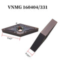 Pro Grade 10pc Set Carbide Turning Inserts VNMG331 VNMG160404, side and angle views, for MVJNR MVJNL MVVNN tool holders.