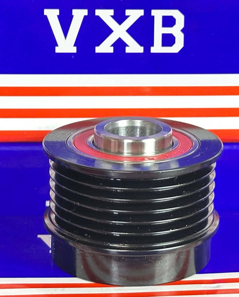 03C903119B Alternator Pulley for Volkswagen with grooved design on display against branded packaging.