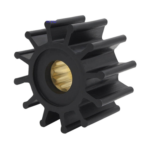 Marine impeller kit replacement compatible with Volvo Penta MD and TMD engines from 3.0L to 8.2L, brass insert, 12 blade impeller