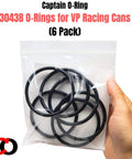 Hand holding a pack of Six Pack Replacement 3043B O Rings For VP Racing Fuels 3042 Gas Can Caps And Utility Jug Caps.