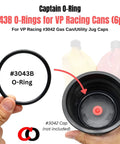 Six Pack Replacement 3043B O Rings For VP Racing Fuels 3042 Gas Can Caps And Utility Jug Caps Not Compatible With Other Cans O Ring Gaskets For VP Cans Only