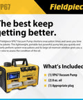 Fieldpiece VP67 portable HVAC vacuum pump with accessories