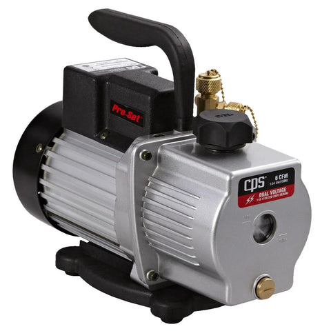 Pro Set VP6S Premium Series 6 CFM Vacuum Pump, Single Stage, Dual Voltage 115V And 230V, Gas Ballast Valve, side view