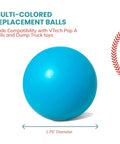 Set of 6 Replacement Balls Compatible with VTech Pop-a-Balls, Push and Pop Bulldozer Toys Multi-Colored 1.75 Inch