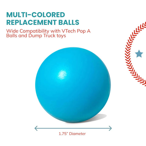 Set of 6 Replacement Balls Compatible with VTech Pop-a-Balls, Push and Pop Bulldozer Toys Multi-Colored 1.75 Inch