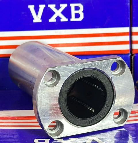 LMH30LUU 30mm Flanged Ball Bushing CNC Linear Motion Bearing 30x45x123mm on a blue background.