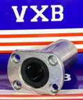 LMH12LUU 12mm Flanged Ball Bushing CNC Linear Motion Bearing 12x21x57mm on a blue and red background.