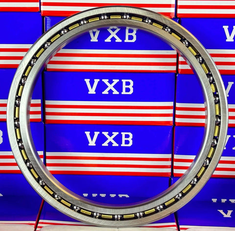 VF065CP0 Thin Section Bearing 6-1/2" x 8x3/4" inch chrome steel ball bearing with brass cage, front view.
