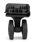 Suitcase Wheels Swivel Casters Luggage Replacement Model W044-B front view of dual wheels with mounting plate.