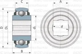 thumbnail image 2 of Peer Bearing 205KPP2 Agriculture Bearing - Hex Bore With Triple Lip Seals, 0.875" ID, 2.0472" OD 2 of 13