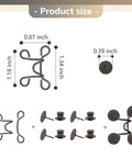 Eight Set Pant Waist Tightener Pins For Loose Jeans No Sewing Or Tools Reusable Waist Cincher Clips with dimensions shown