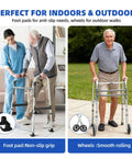 Replacement Heavy Duty Aluminum Caster Wheels For Standard Walker Aids With Non Slip Foot Pads, Suitable For Indoor And Outdoor Use