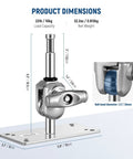 Wall And Ceiling Mount Bracket With Five Eighth Inch Stud And 360 Degree Swivel Ball Head For Ring Light Video Light Or Strobe Includes Ten Screws Heavy Duty Iron Construction Max Load 22 Lb Model ST WM2 shown with dimensions