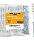 Wall Hanging Kit for Art, Frames, and Curtain Rods, 140-Piece Heavy Duty Drywall Anchor Substitute with 70 Threaded Picture Hangers and 70 #8 x 1-1/4 Inch Screws, Supports Up to 75LB