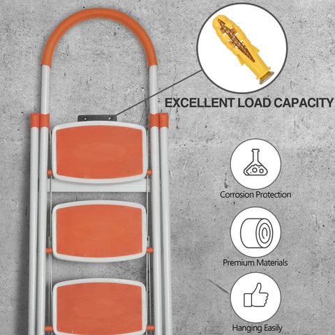 Image of a ladder with a focus on corrosion protection and load capacity. Features from 510Pcs Wall Hanging Kit with Anchors and Screws.