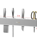 Wall-Mounted Knife Holder Organizer - No Drilling Premium Material Kitchen Storage for Utensils, Spices & Towels in Black & White